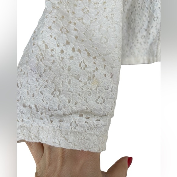 Cold water Creek Jacket Womens Sz M off white Embroidered Eyelet Lace preloved - Picture 3 of 7